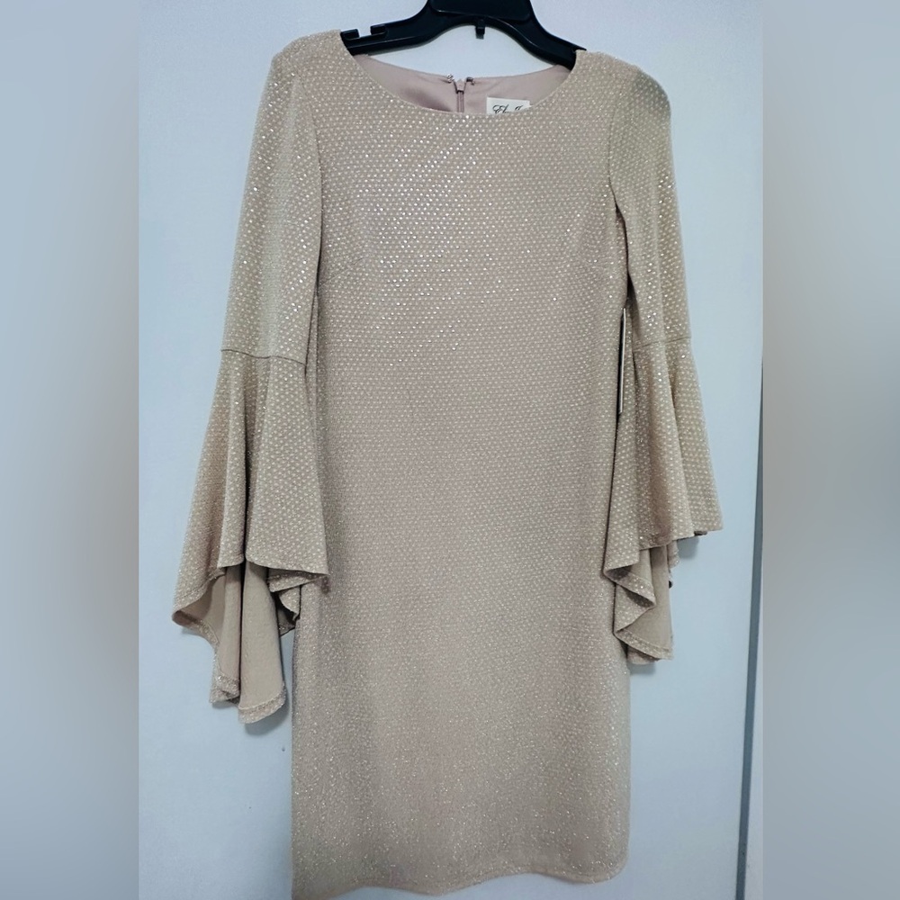 Eliza J Cream Bell Sleeve Cocktail Dress